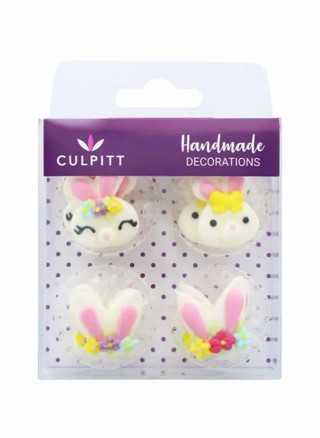 Sockerdekoration Vita Kaniner 4 olika motiv – Culpitt