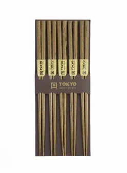Ätpinnar 5 par i Svart trä presentask – Tokyo Design