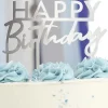 Tårtdekoration – Happy Birthday – Silver