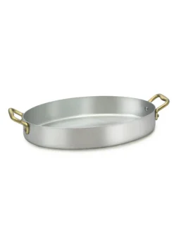 Ugnspanna Oval i Aluminium med Mässingshandtag 26 cm – Ottinetti