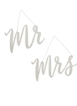 Wooden Mr & Mrs Chair Signs Beatiful botanics